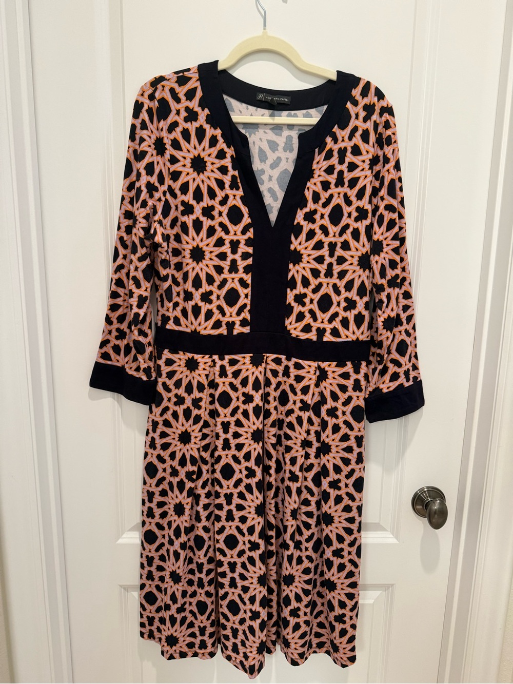 Adrianna Papell Pink & Black V-Neck Dress